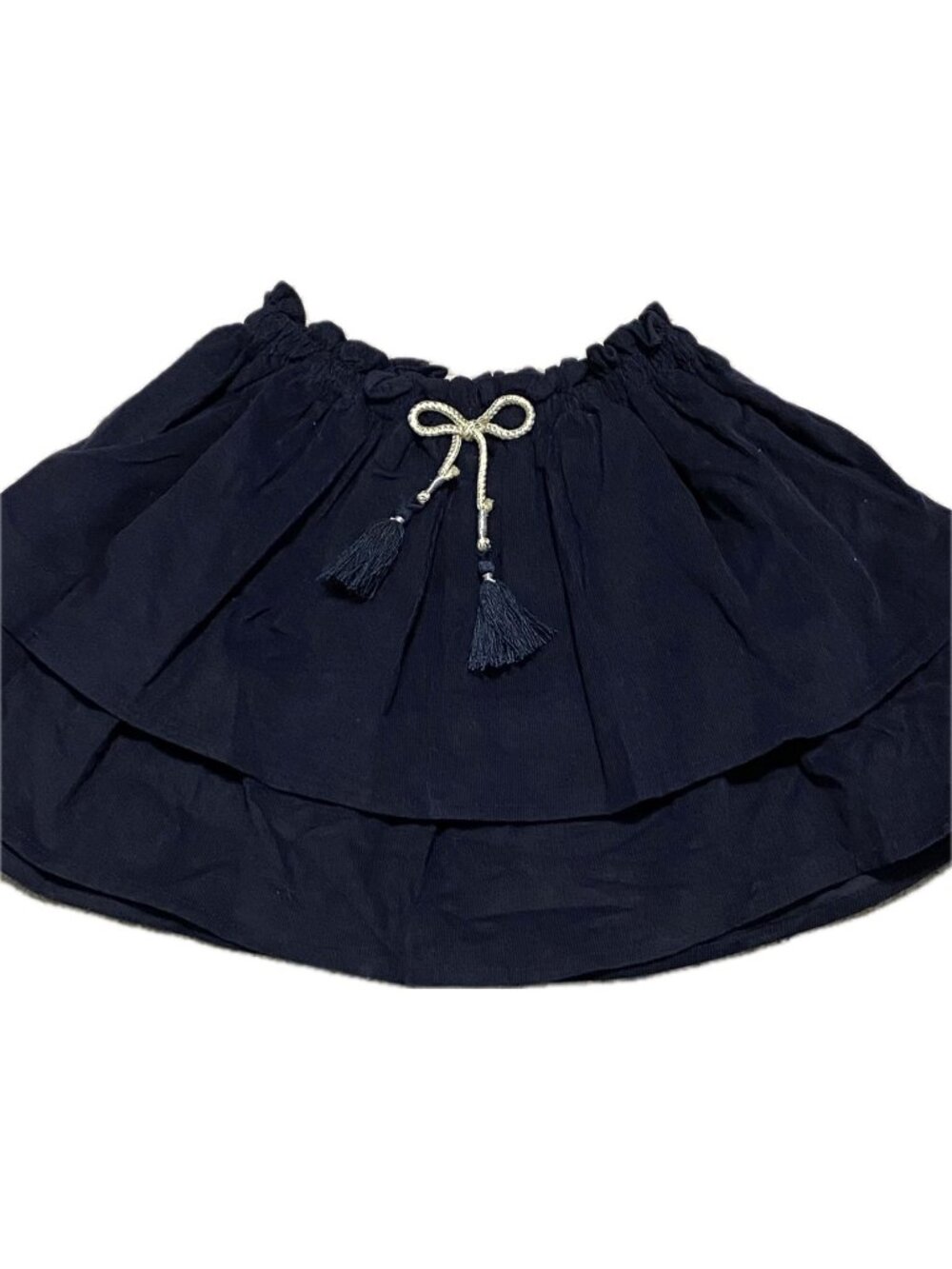 Mud Pie corduroy tiered ruffle skirt navy blue 12m 18m 4T 5T NWT preppy tassels